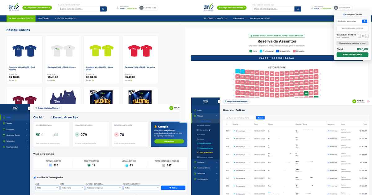 Tela da loja virtual da Rede Villa de Ensino